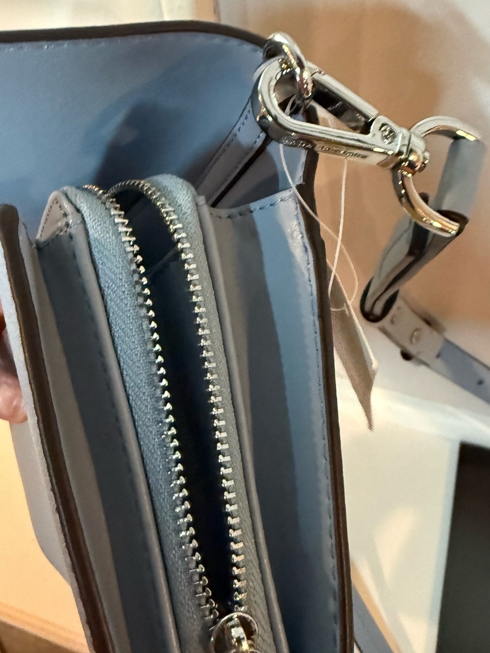 Michael Kors jet set Blue Pebbled Leather Crossbody Bag - Picture 11 of 11